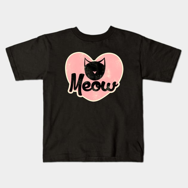 Meow retro cat Kids T-Shirt by bubbsnugg